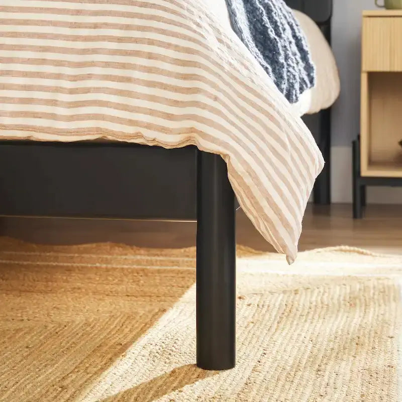 Slatted Headboard Modern King Bed