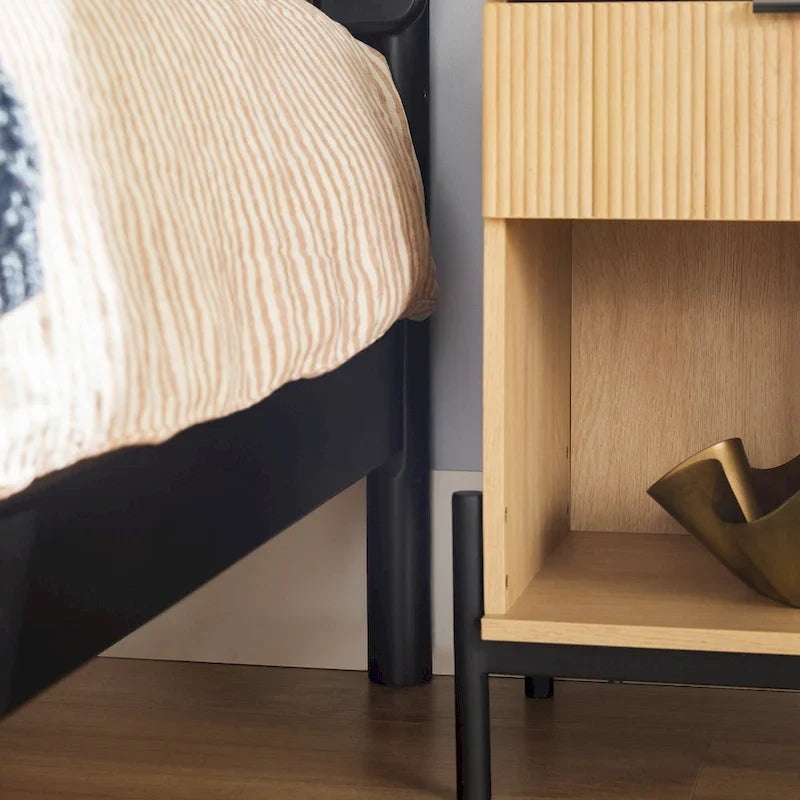 Slatted Headboard Modern King Bed