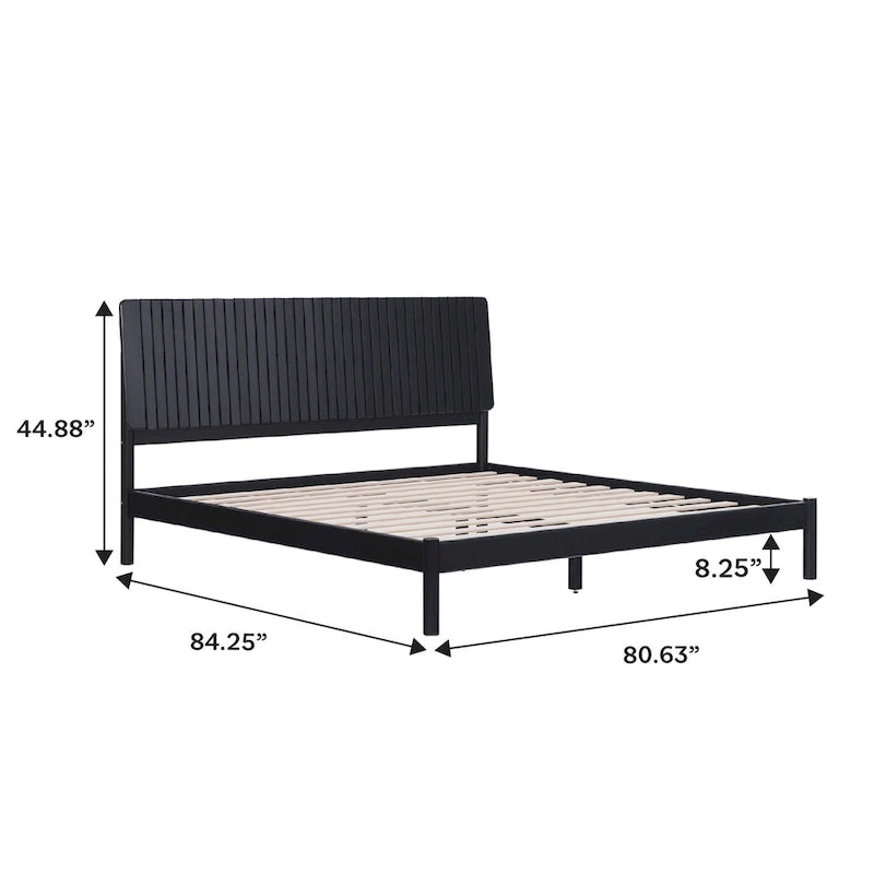 Slatted Headboard Modern King Bed