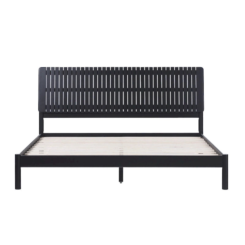 Slatted Headboard Modern King Bed