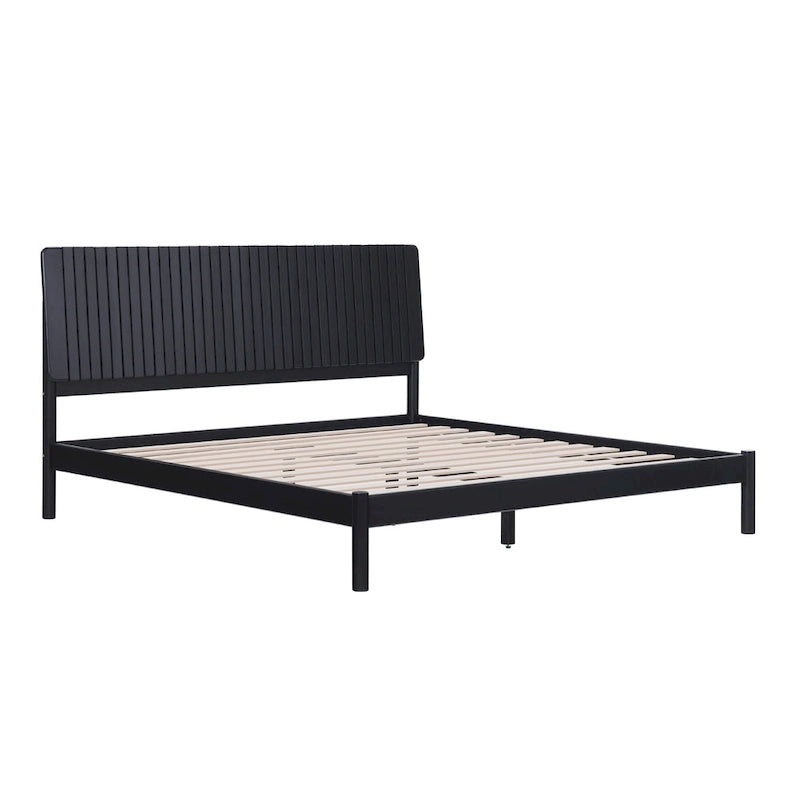 Slatted Headboard Modern King Bed