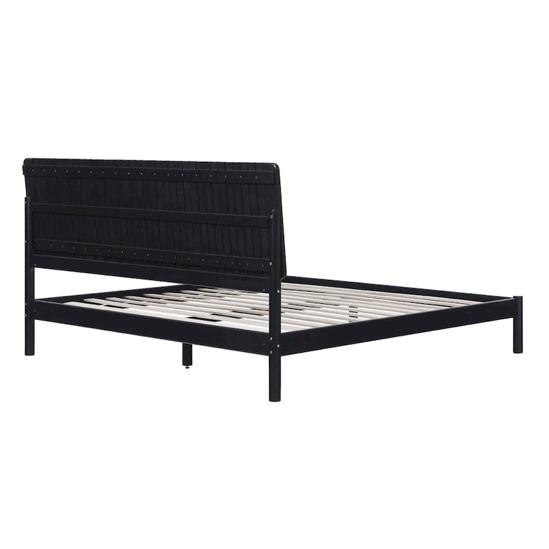 Slatted Headboard Modern King Bed