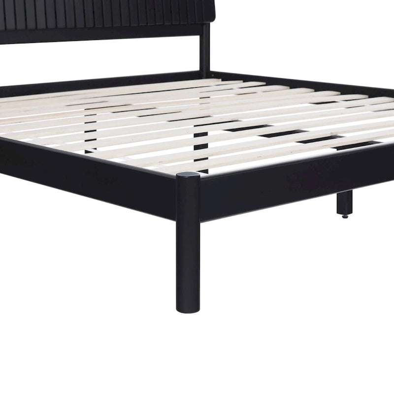 Slatted Headboard Modern King Bed