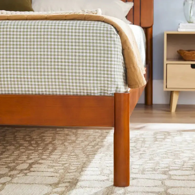 Slatted Headboard Modern King Bed