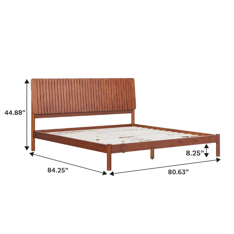 Slatted Headboard Modern King Bed