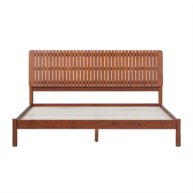Slatted Headboard Modern King Bed