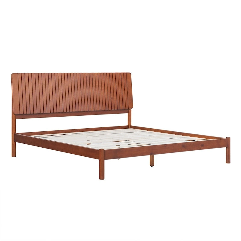 Slatted Headboard Modern King Bed