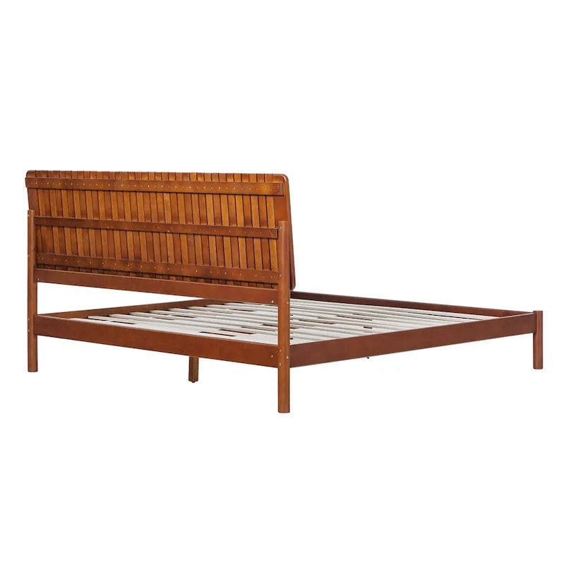 Slatted Headboard Modern King Bed