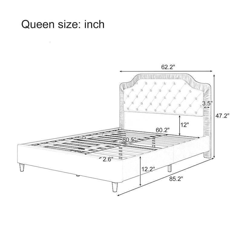 Modern Queen Size Upholstered Bed