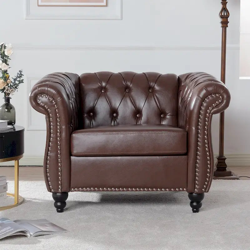PU Leather Chesterfield Club Chair