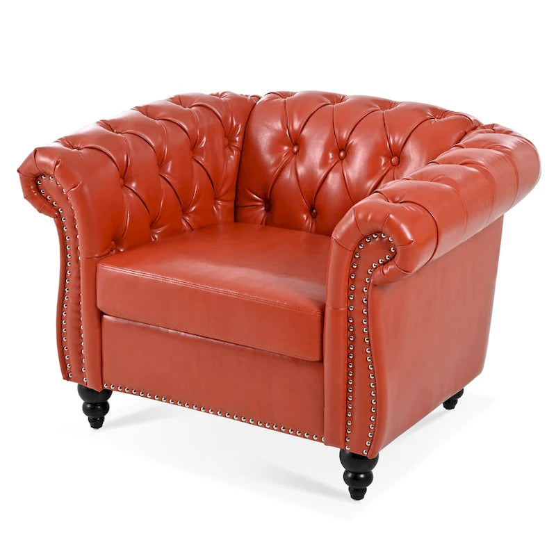 PU Leather Chesterfield Club Chair
