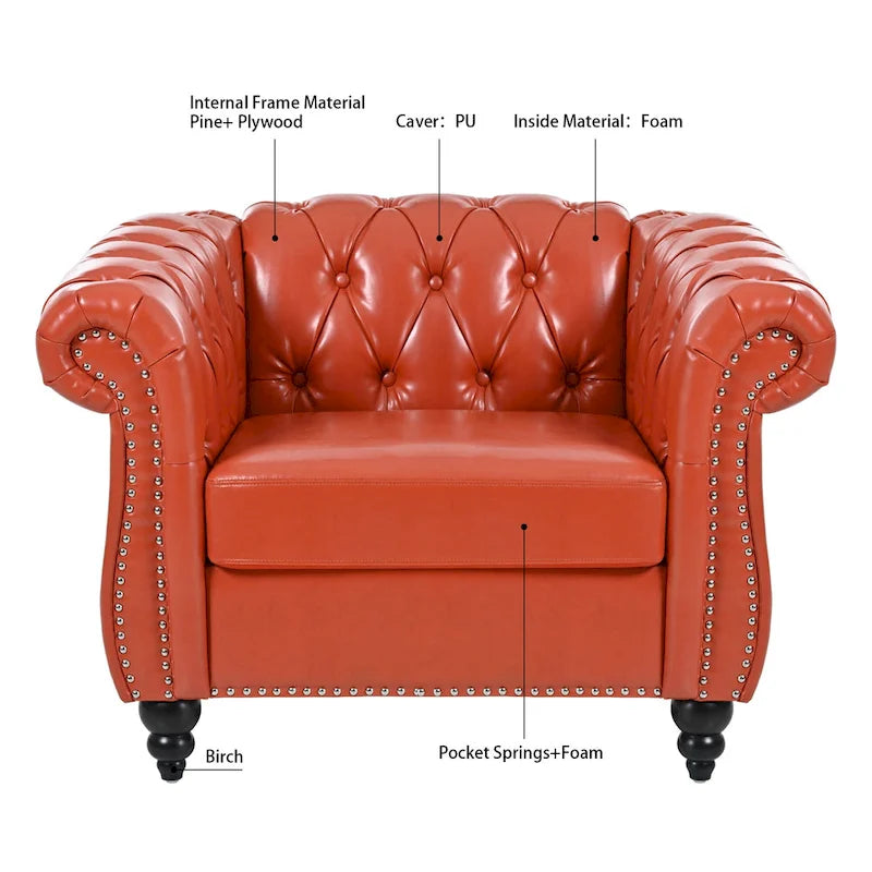 PU Leather Chesterfield Club Chair