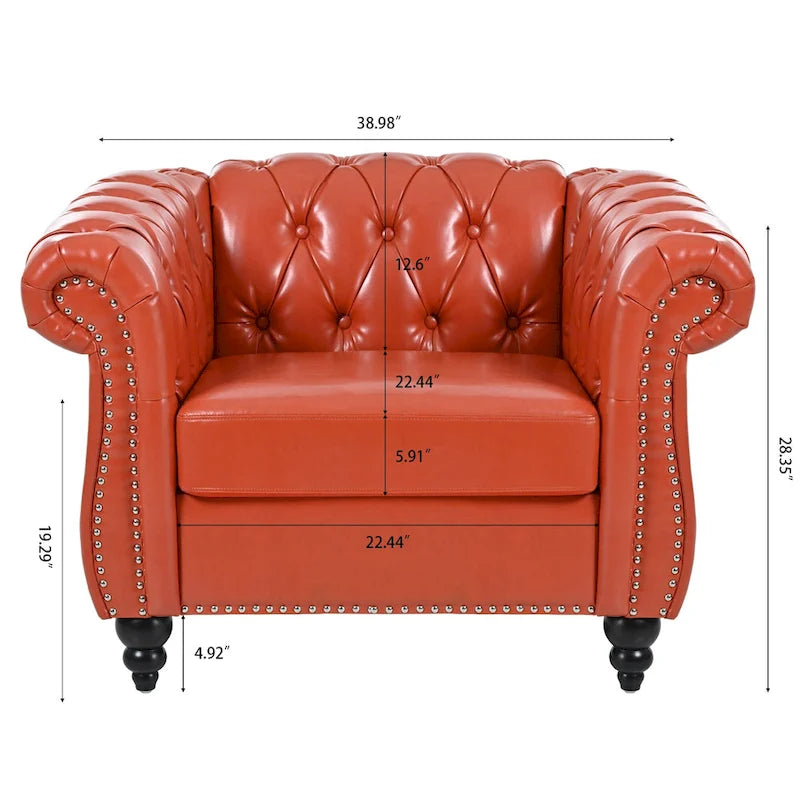 PU Leather Chesterfield Club Chair