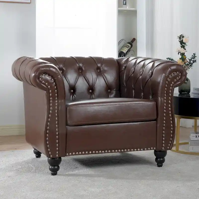 PU Leather Chesterfield Club Chair