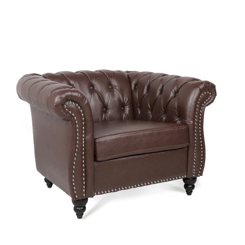 PU Leather Chesterfield Club Chair