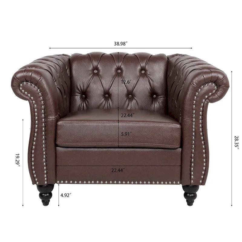 PU Leather Chesterfield Club Chair