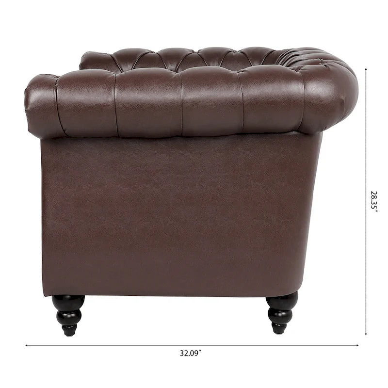 PU Leather Chesterfield Club Chair