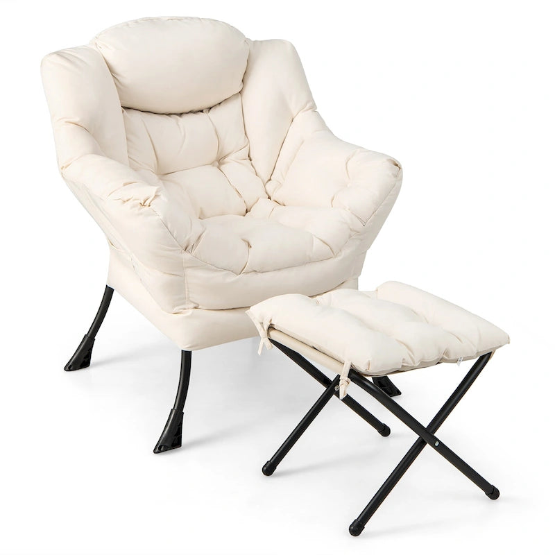 Lounge Accent Armchair with Folding Footrest