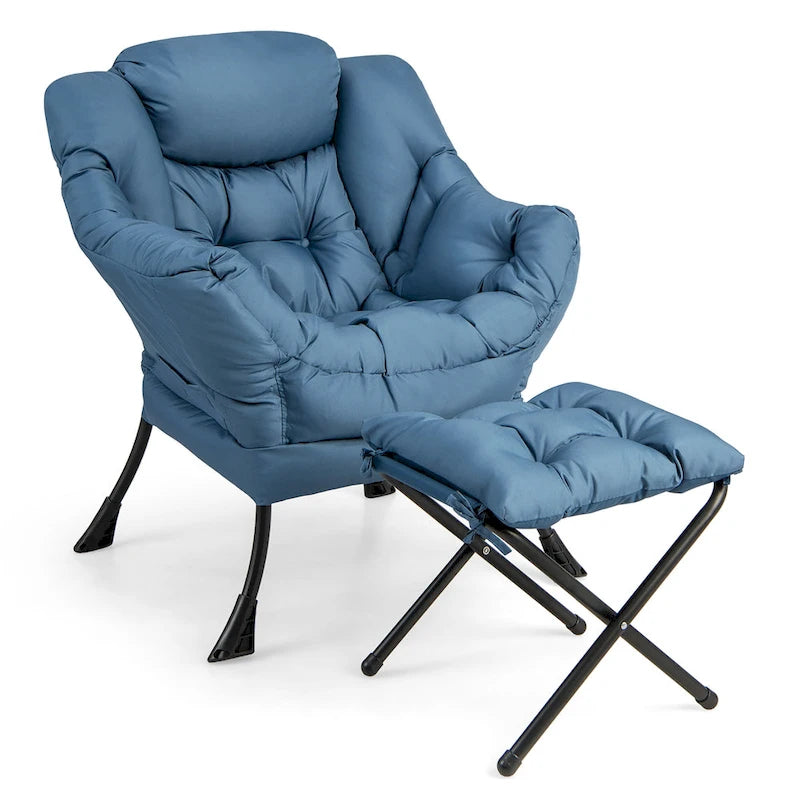 Lounge Accent Armchair with Folding Footrest