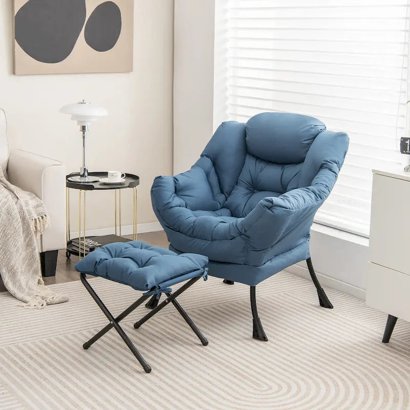 Lounge Accent Armchair with Folding Footrest