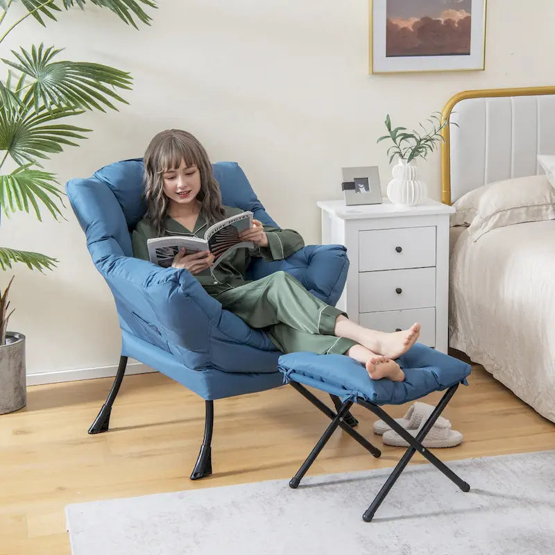 Lounge Accent Armchair with Folding Footrest