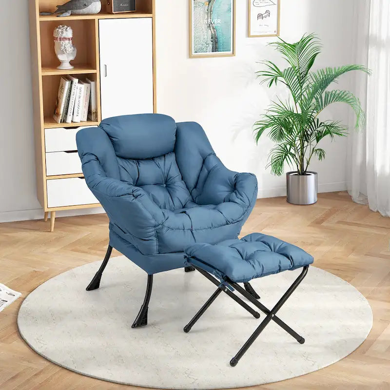 Lounge Accent Armchair with Folding Footrest