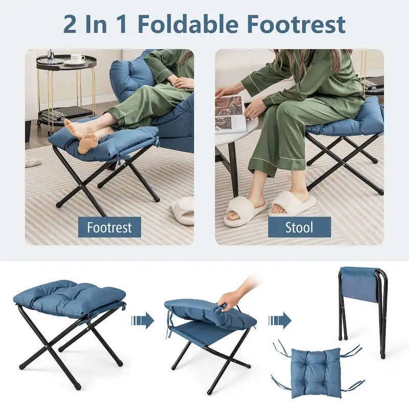 Lounge Accent Armchair with Folding Footrest