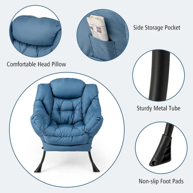 Lounge Accent Armchair with Folding Footrest