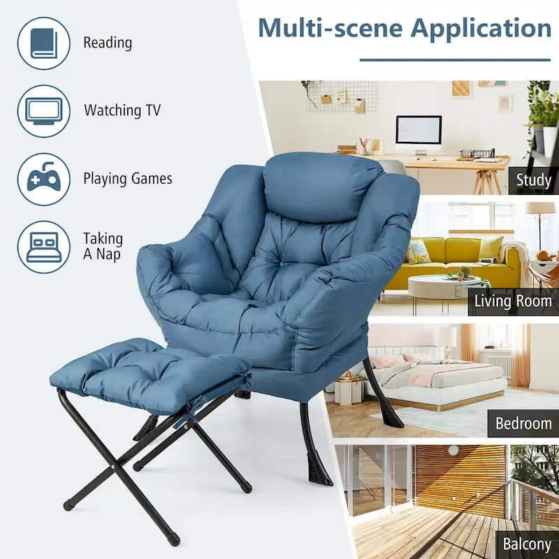 Lounge Accent Armchair with Folding Footrest