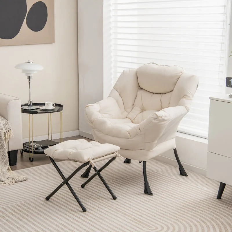 Lounge Accent Armchair with Folding Footrest