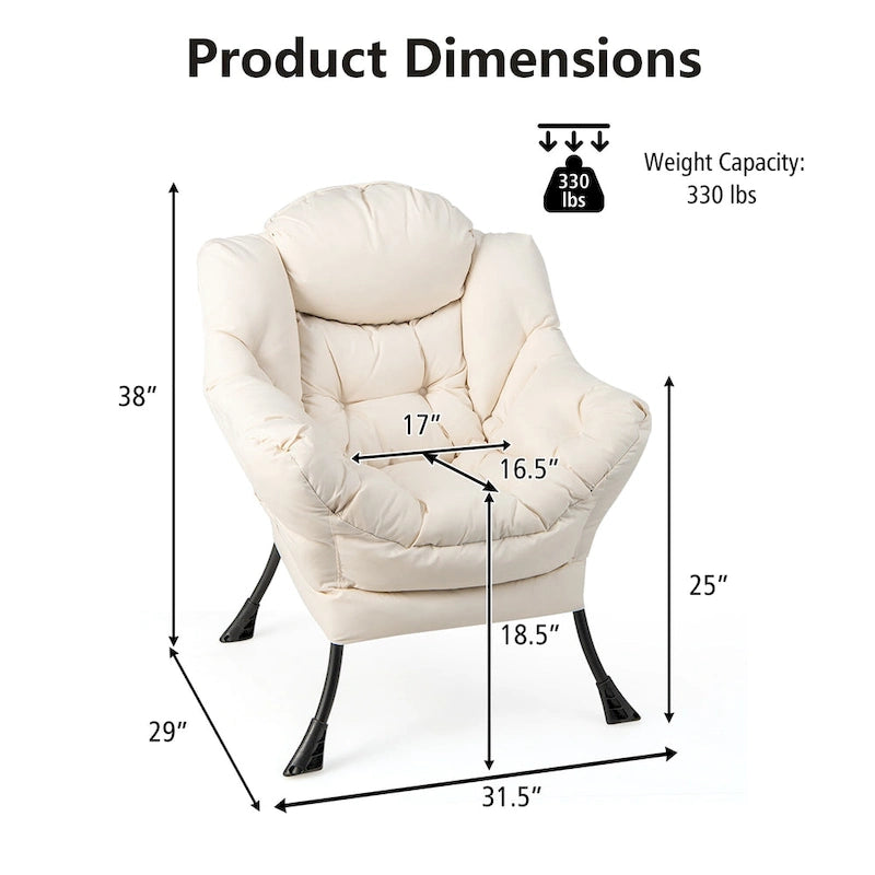 Lounge Accent Armchair with Folding Footrest