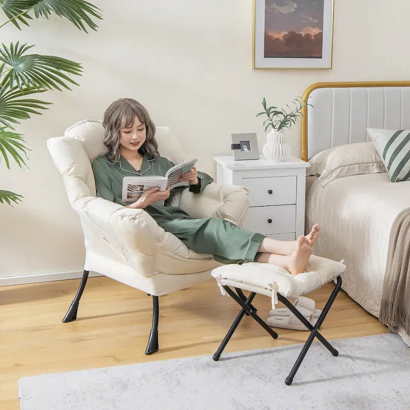 Lounge Accent Armchair with Folding Footrest