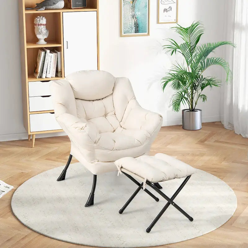 Lounge Accent Armchair with Folding Footrest