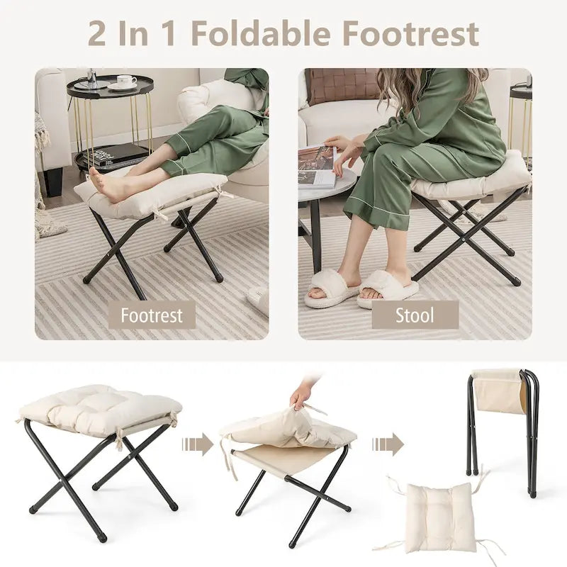 Lounge Accent Armchair with Folding Footrest