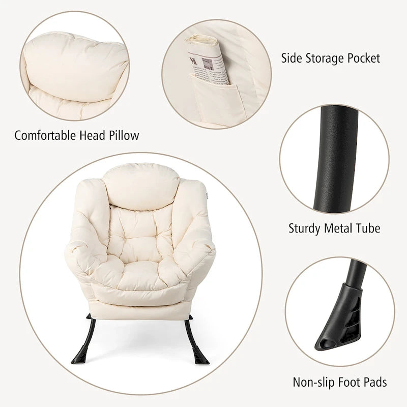 Lounge Accent Armchair with Folding Footrest
