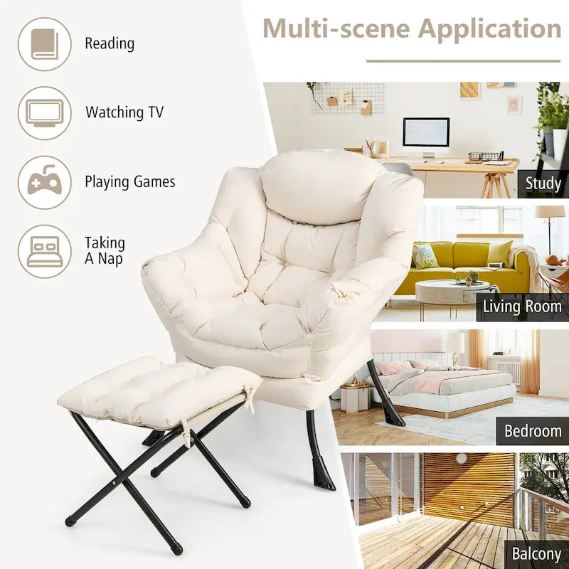 Lounge Accent Armchair with Folding Footrest