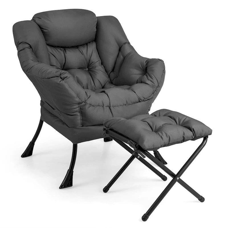 Lounge Accent Armchair with Folding Footrest