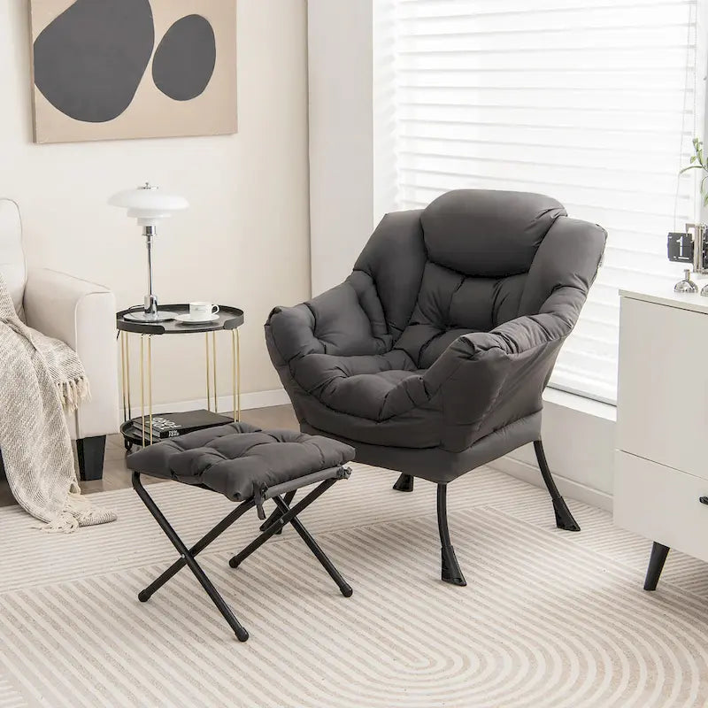 Lounge Accent Armchair with Folding Footrest