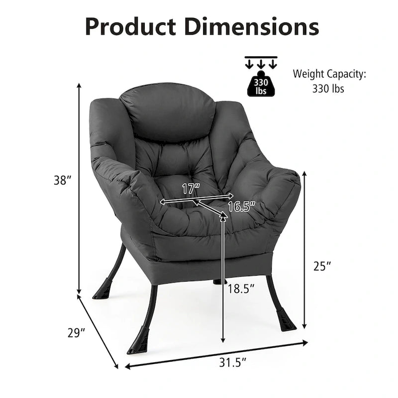 Lounge Accent Armchair with Folding Footrest