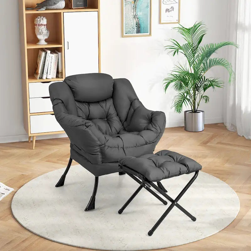 Lounge Accent Armchair with Folding Footrest