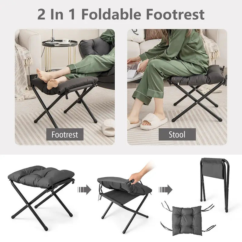 Lounge Accent Armchair with Folding Footrest