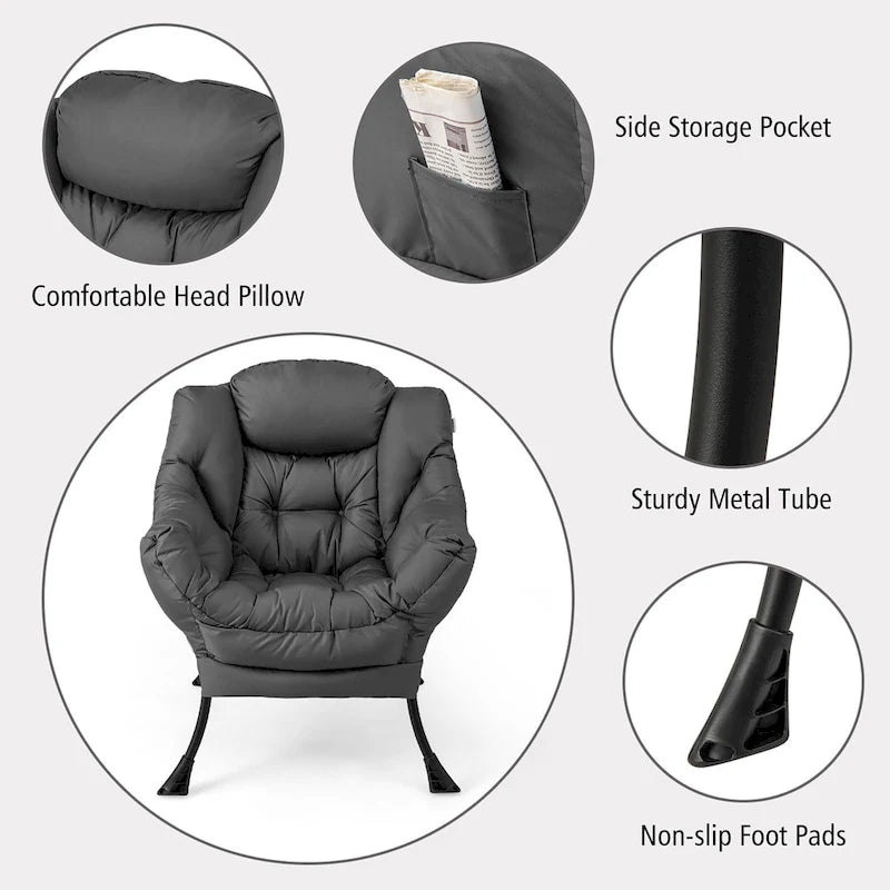 Lounge Accent Armchair with Folding Footrest