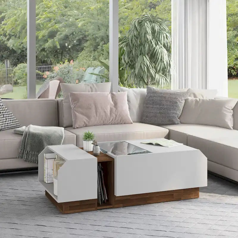 Podd Contemporary White 49-inch 3-Shelf Coffee Table by 