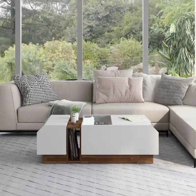 Contemporary White 49-inch 3-Shelf Coffee Table