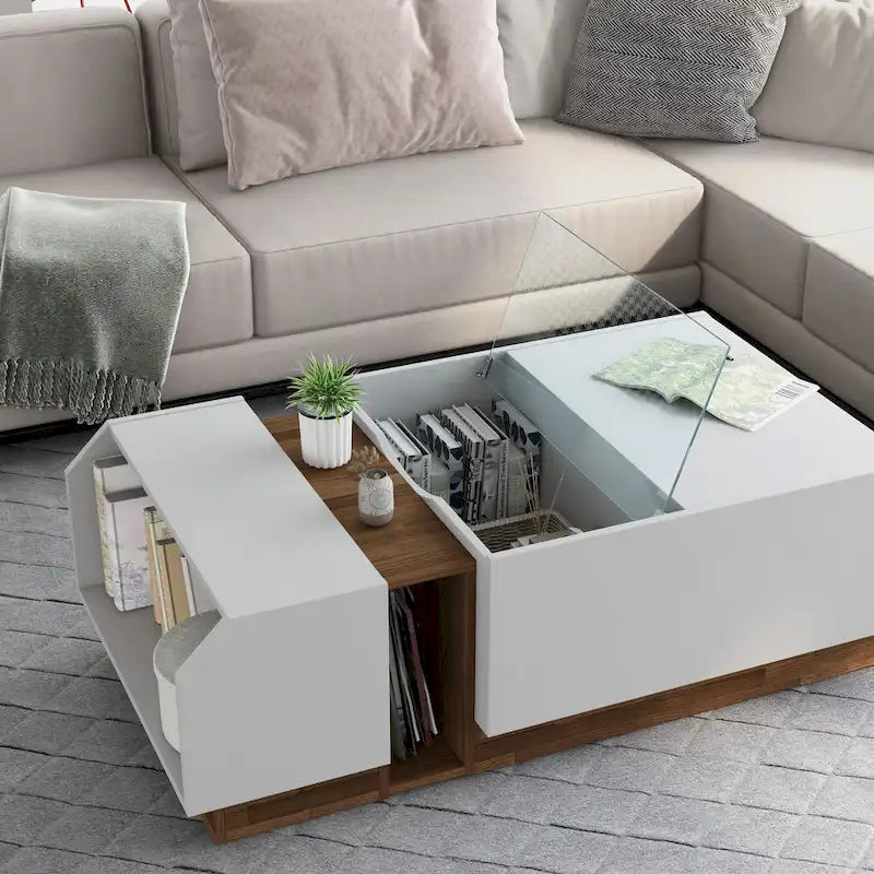 Contemporary White 49-inch 3-Shelf Coffee Table