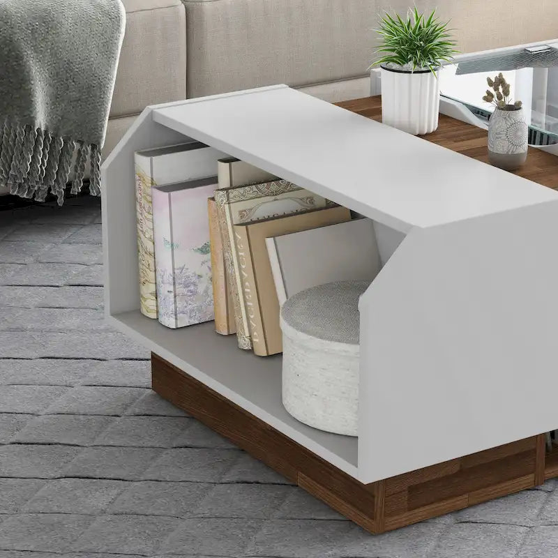 Contemporary White 49-inch 3-Shelf Coffee Table