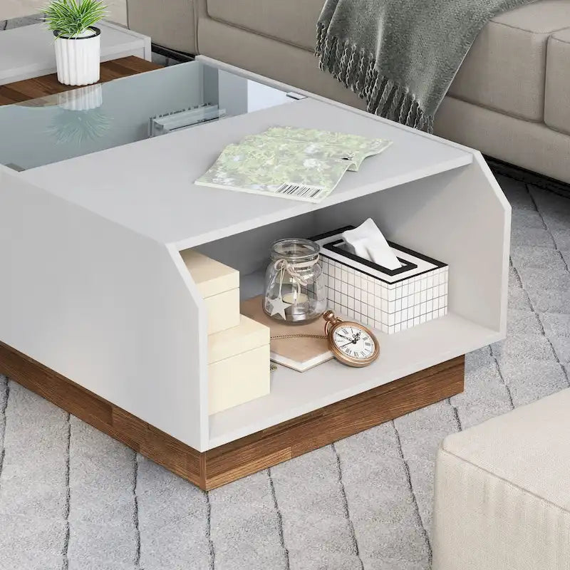 Contemporary White 49-inch 3-Shelf Coffee Table