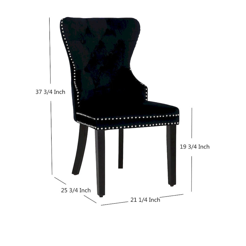 Tufted Upholstered Dining Chair (Set of 2) with Nailhead Trim and Ring Pull