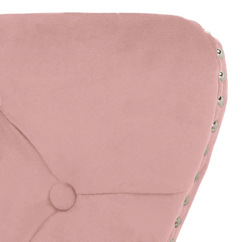 Tufted Upholstered Dining Chair (Set of 2) with Nailhead Trim and Ring Pull