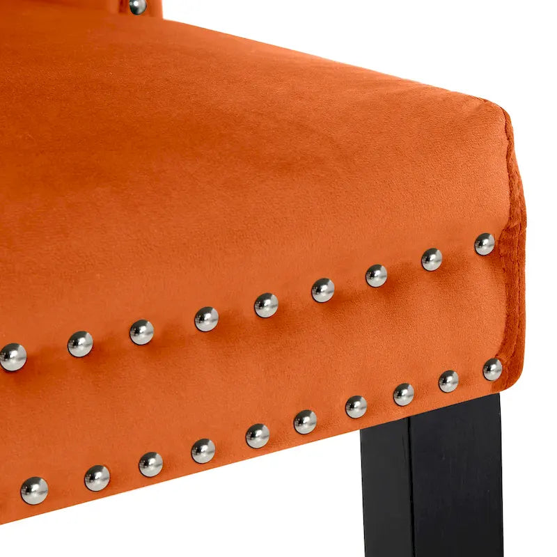 Tufted Upholstered Dining Chair (Set of 2) with Nailhead Trim and Ring Pull